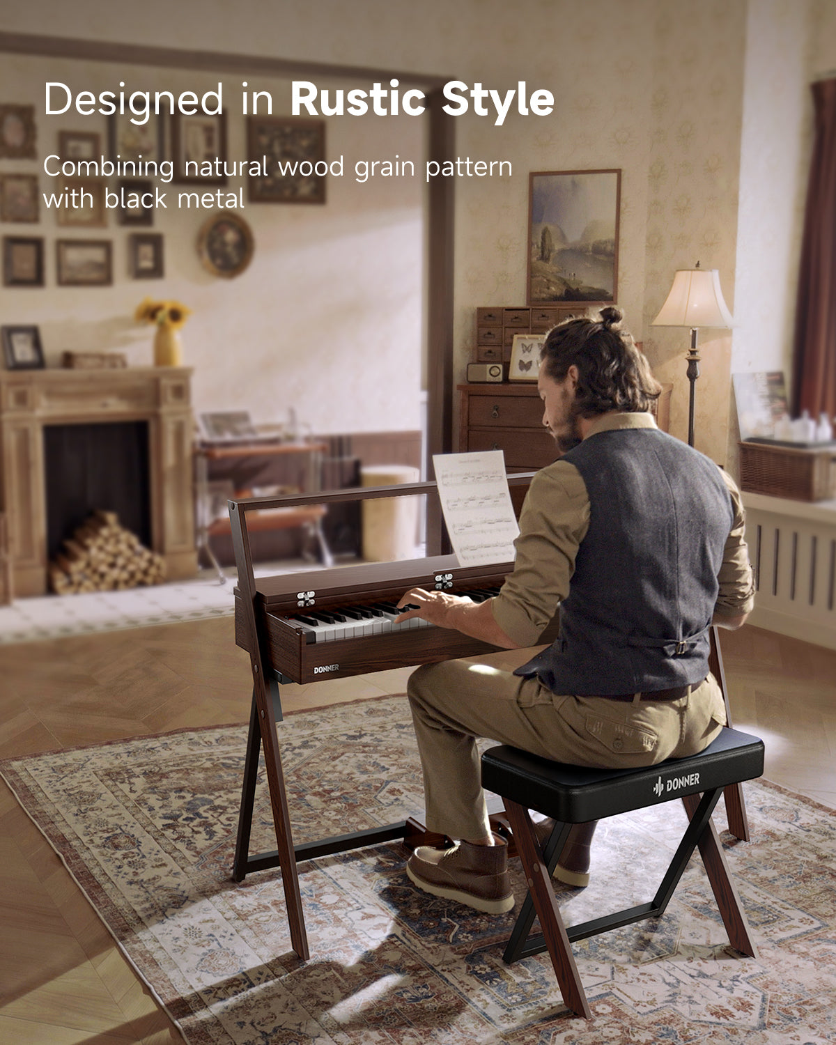 Donner OURA™ R300 88鍵ホームデジタルピアノ-クルミ##