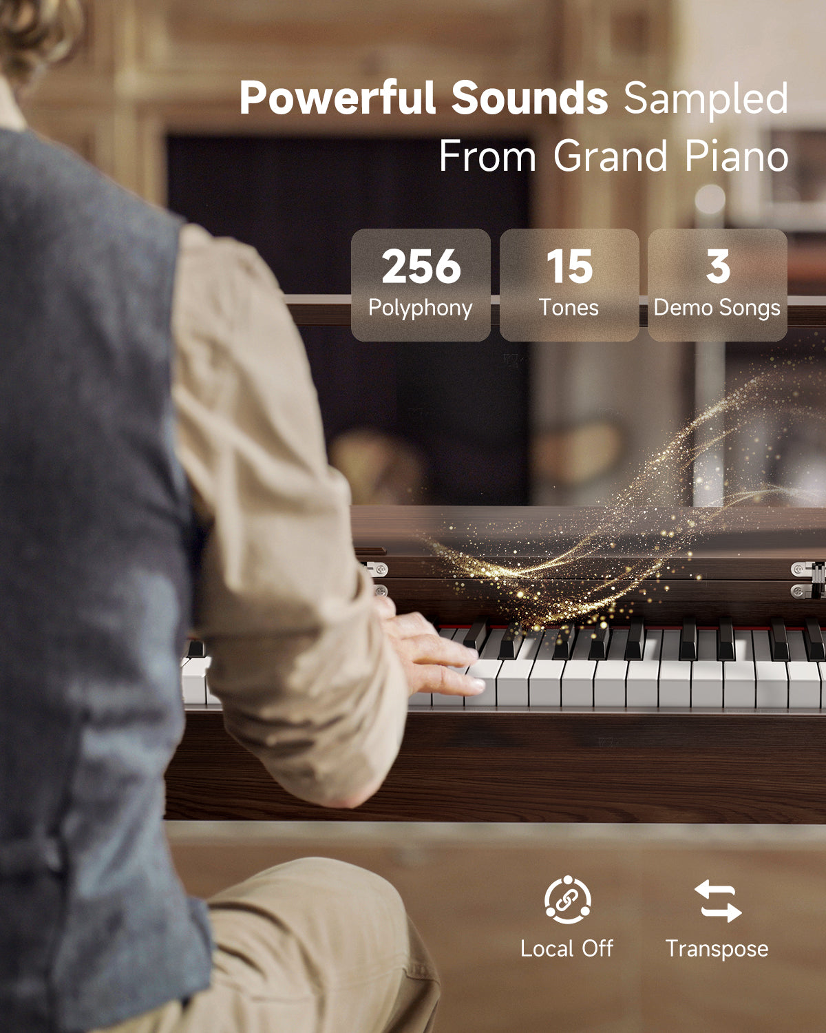 Donner OURA™ R300 88鍵ホームデジタルピアノ-クルミ##