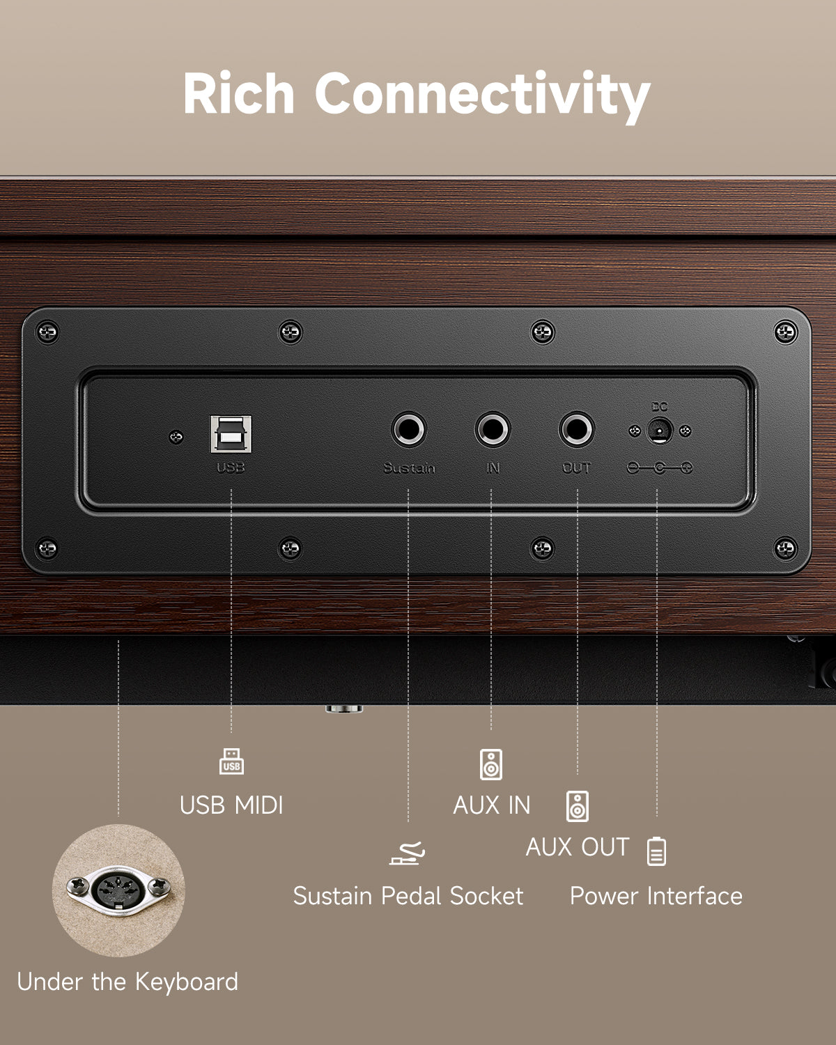 Donner OURA™ R300 88鍵ホームデジタルピアノ-クルミ##