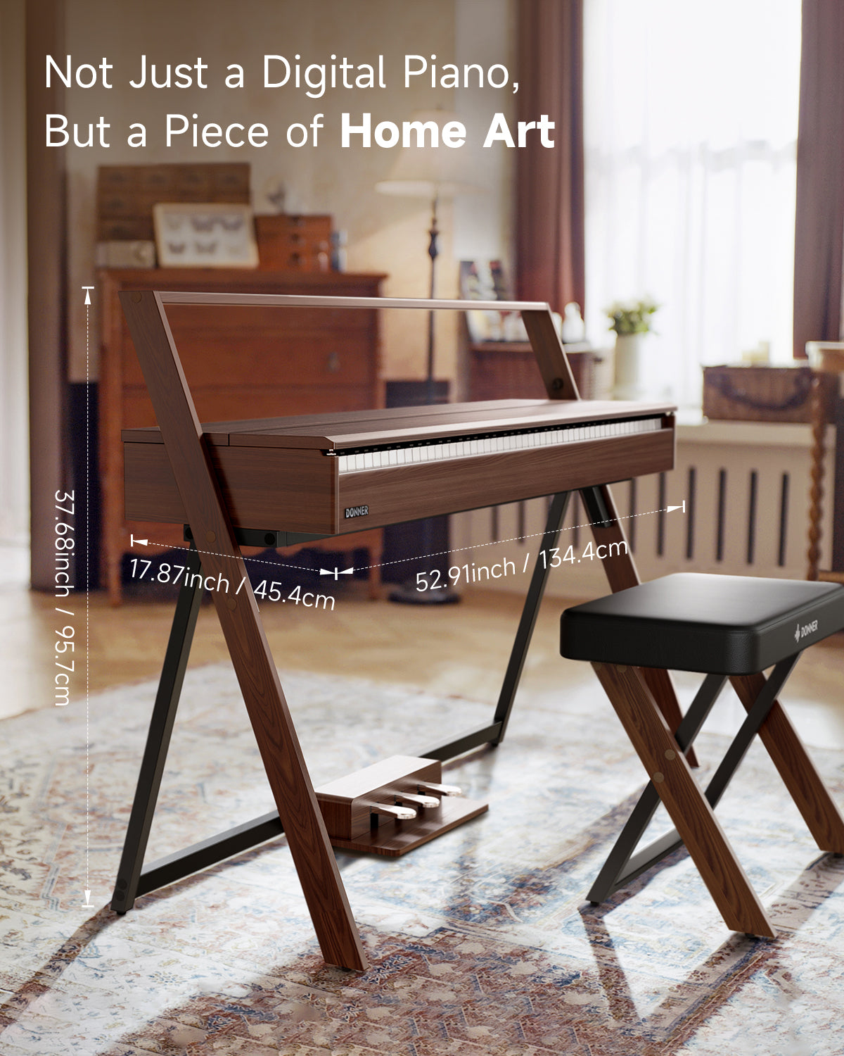 Donner OURA™ R300 88鍵ホームデジタルピアノ-クルミ##