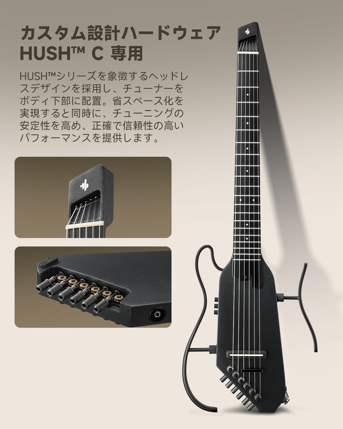 Donner HUSH™ C ナイロン弦 アコースティック・エレクトリックギター-ブラック##