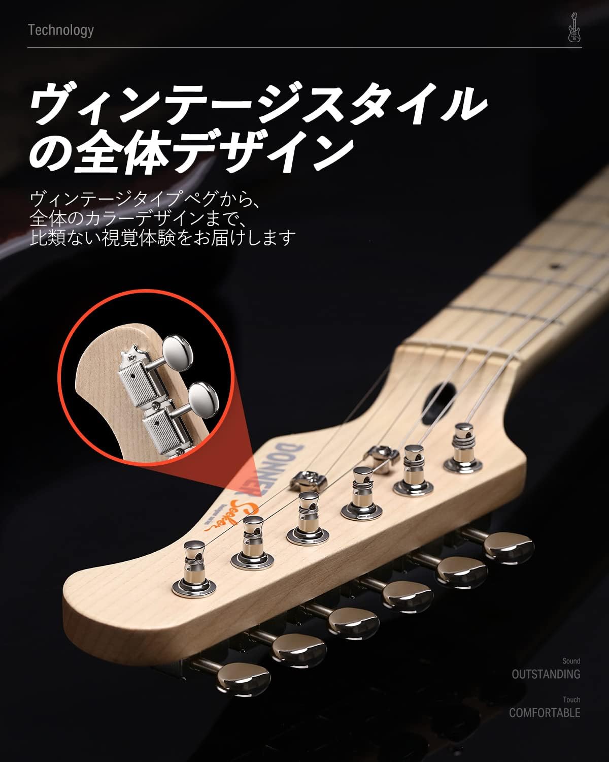 Donner エレキギター 初心者セット STタイプ コイルタップ 6点止めトレモロ ミニアンプ付き ケース· ストラップ· シールド付属- ブラック##