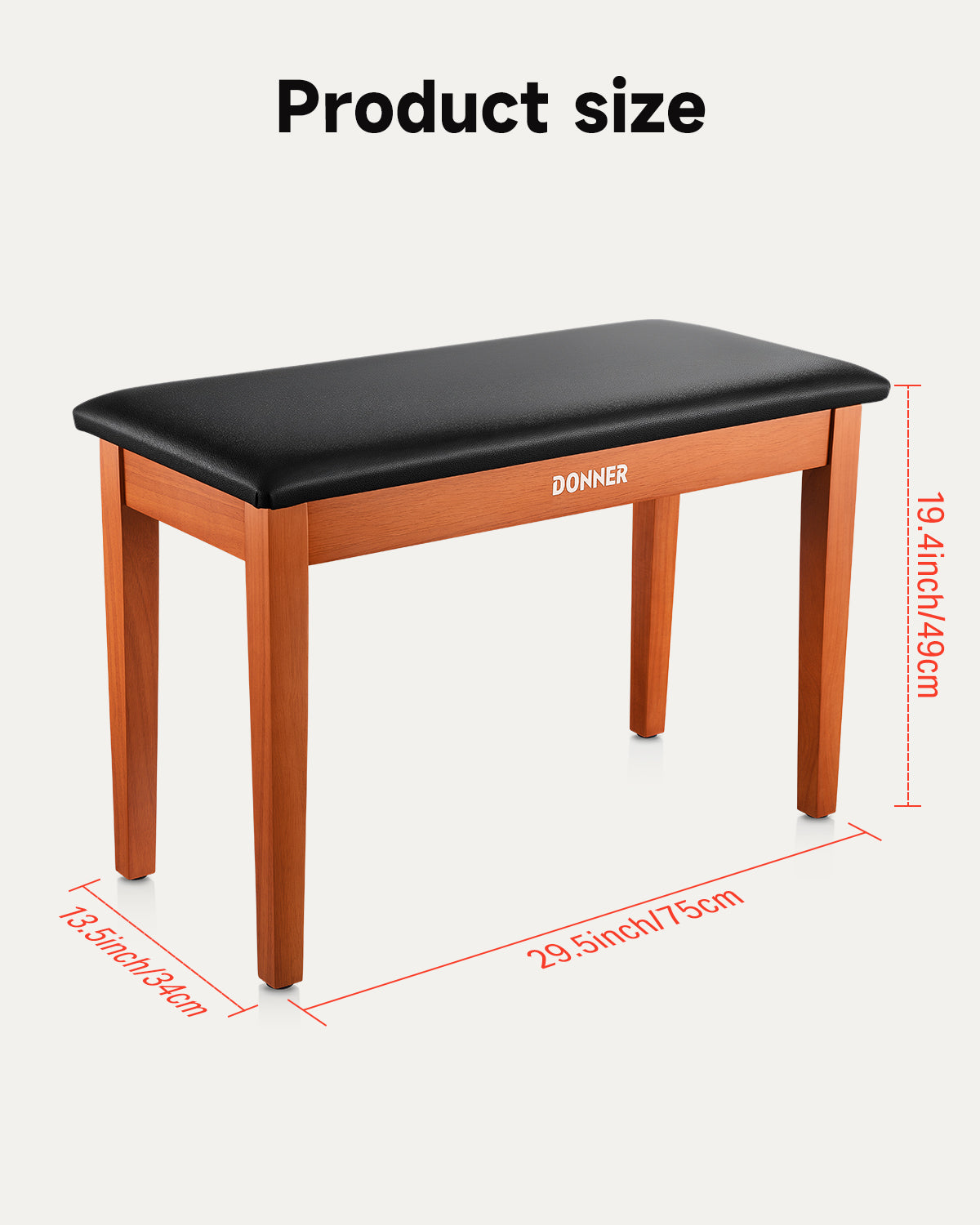 Donner デュエットピアノベンチスツール 収納付き 木製