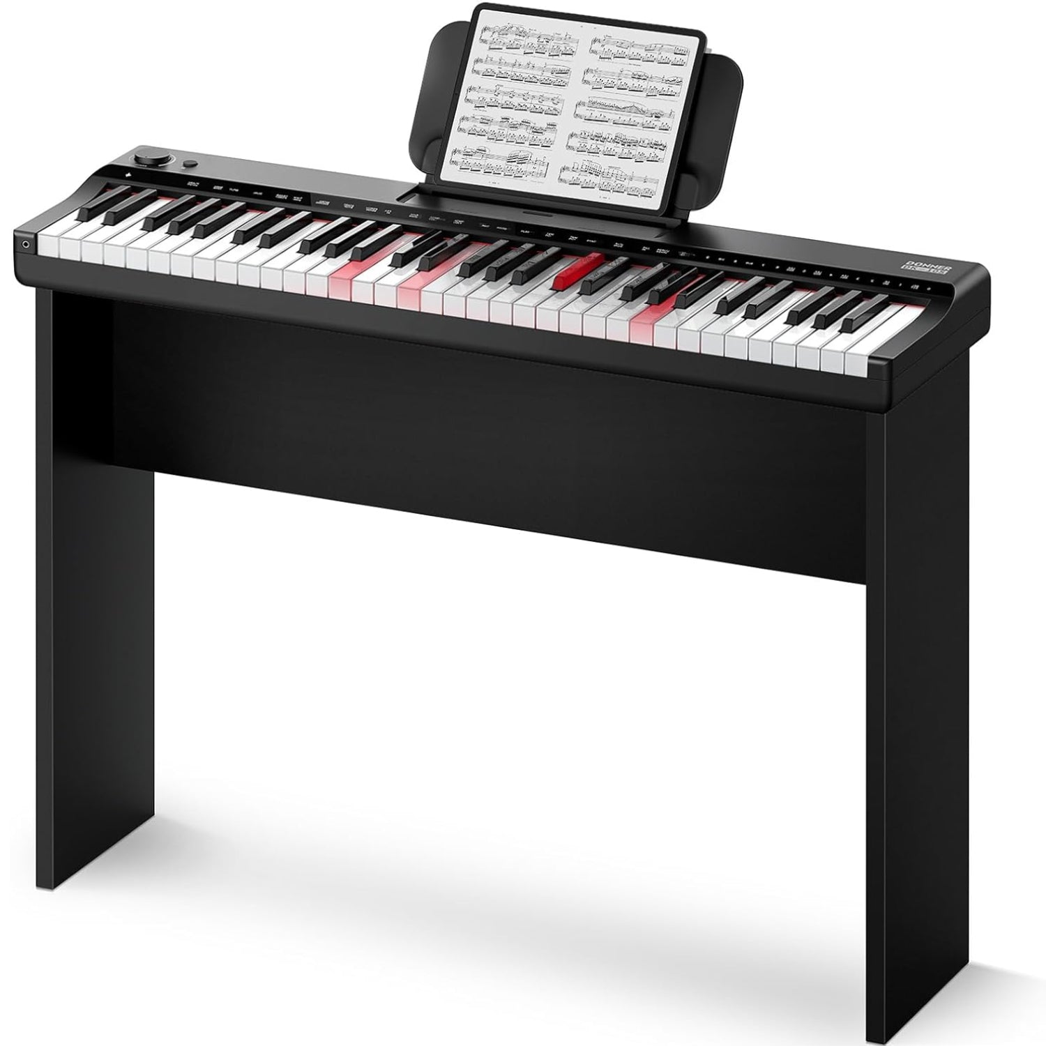 DK-10S 61鍵 電子キーボード ピアノ 光る鍵盤 500音色 300リズム 軽量 