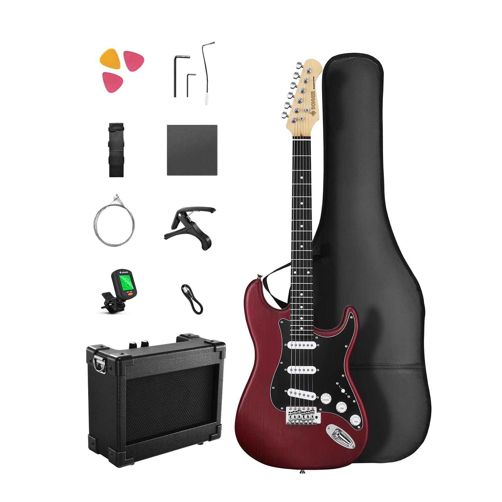 Donner DST-80 ST エレキギターセット-赤##