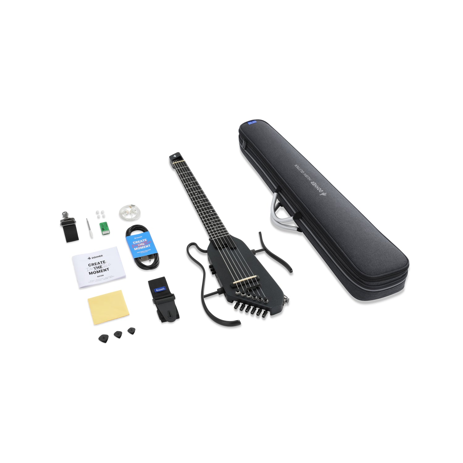 Donner HUSH™ C ナイロン弦 アコースティック・エレクトリックギター-ブラック##