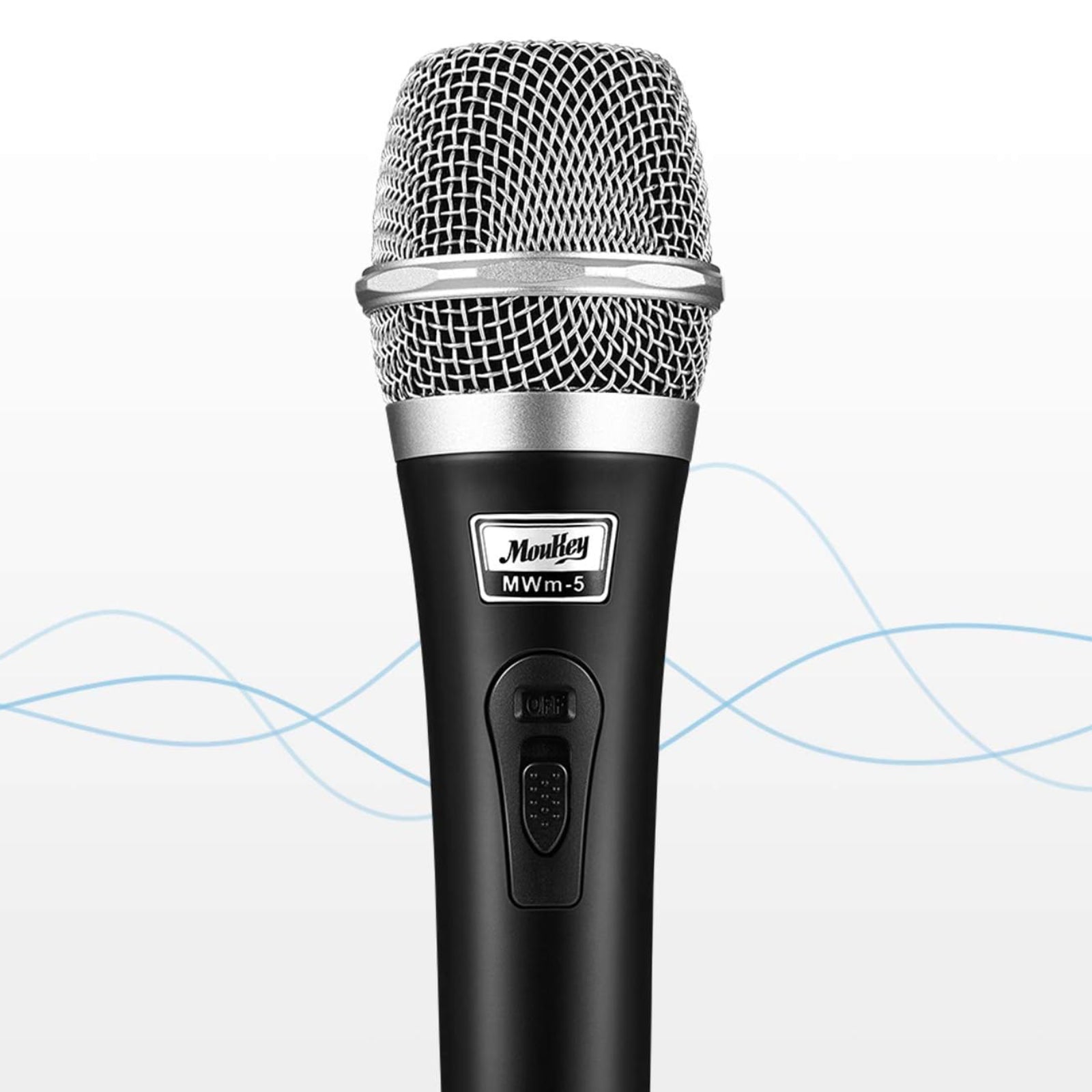 Moukey ダイナミックマイク 13ftケーブル付き カラオケマイク 金属製手持ちハート型 有線マイク 歌/舞台/パーティー用 カラオケ機/PAシステム/増幅器/ミキサー シルバー