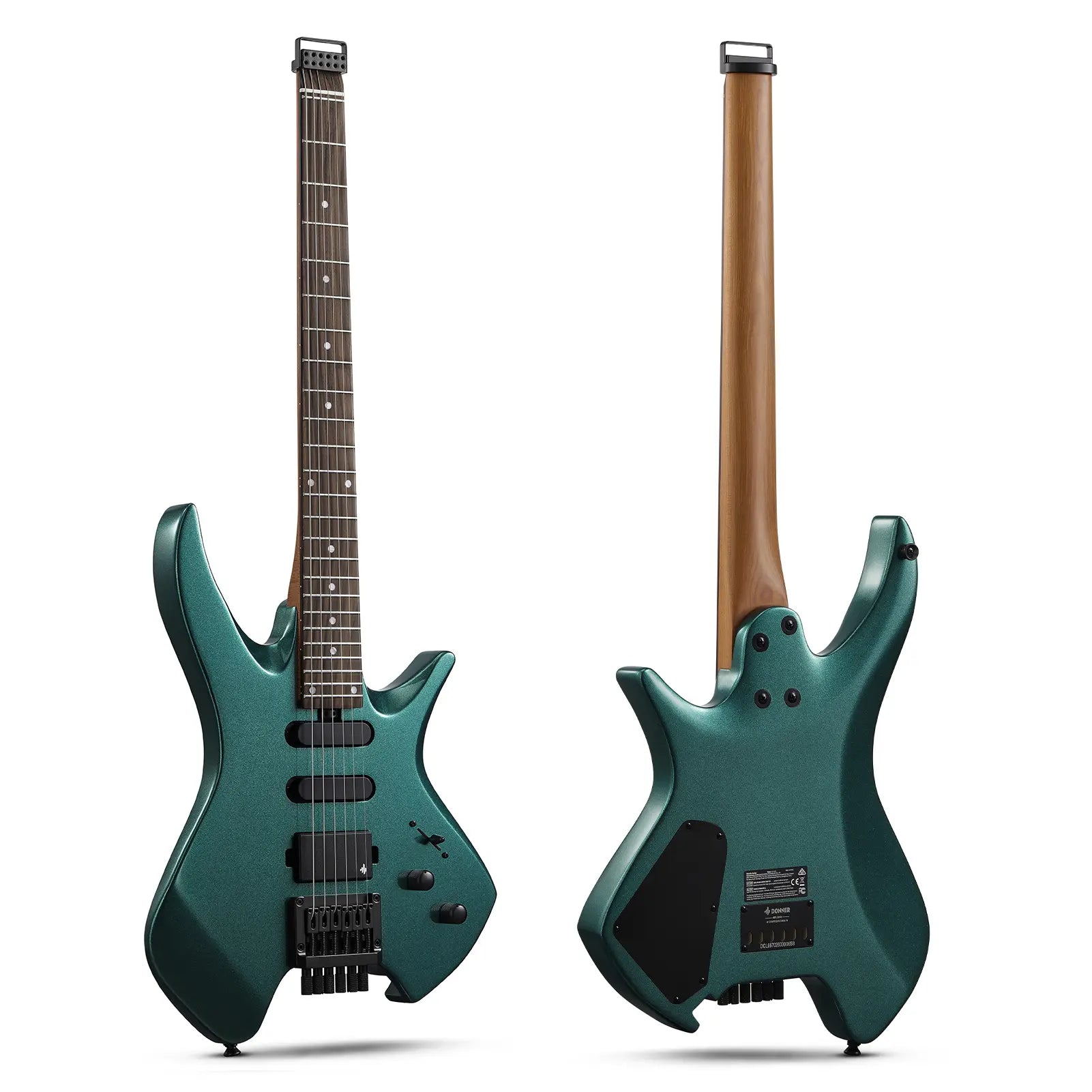 Donner HLX-500 ヘッドレスエレキギター-緑##