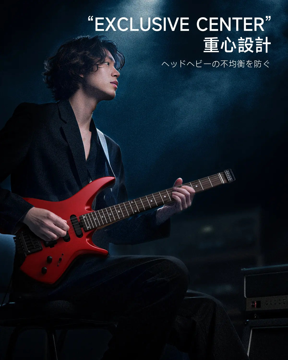 Donner HLX-500 ヘッドレスエレキギター-赤##