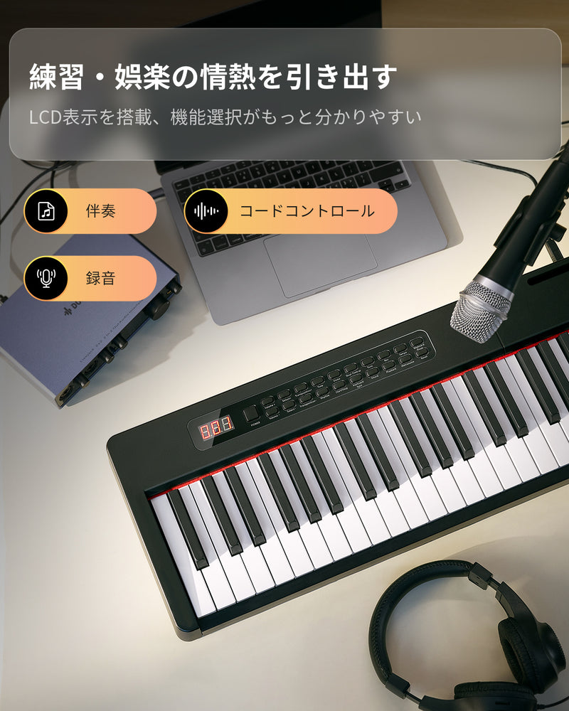 Donner 電子ピアノ 88鍵盤 セット ベロシティセンシティブ鍵 380種音色 128種リズム 88曲デモ MIDI対応 初心者 子供 大人 持ち運び 携帯便利 軽量 3本ペダル スタンド付 コンパクト 日本語取扱説明書付き DEP-08 黒