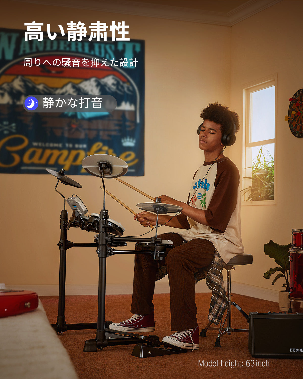 Donner DED-80 4ドラム3シンバル 電子ドラム-白##