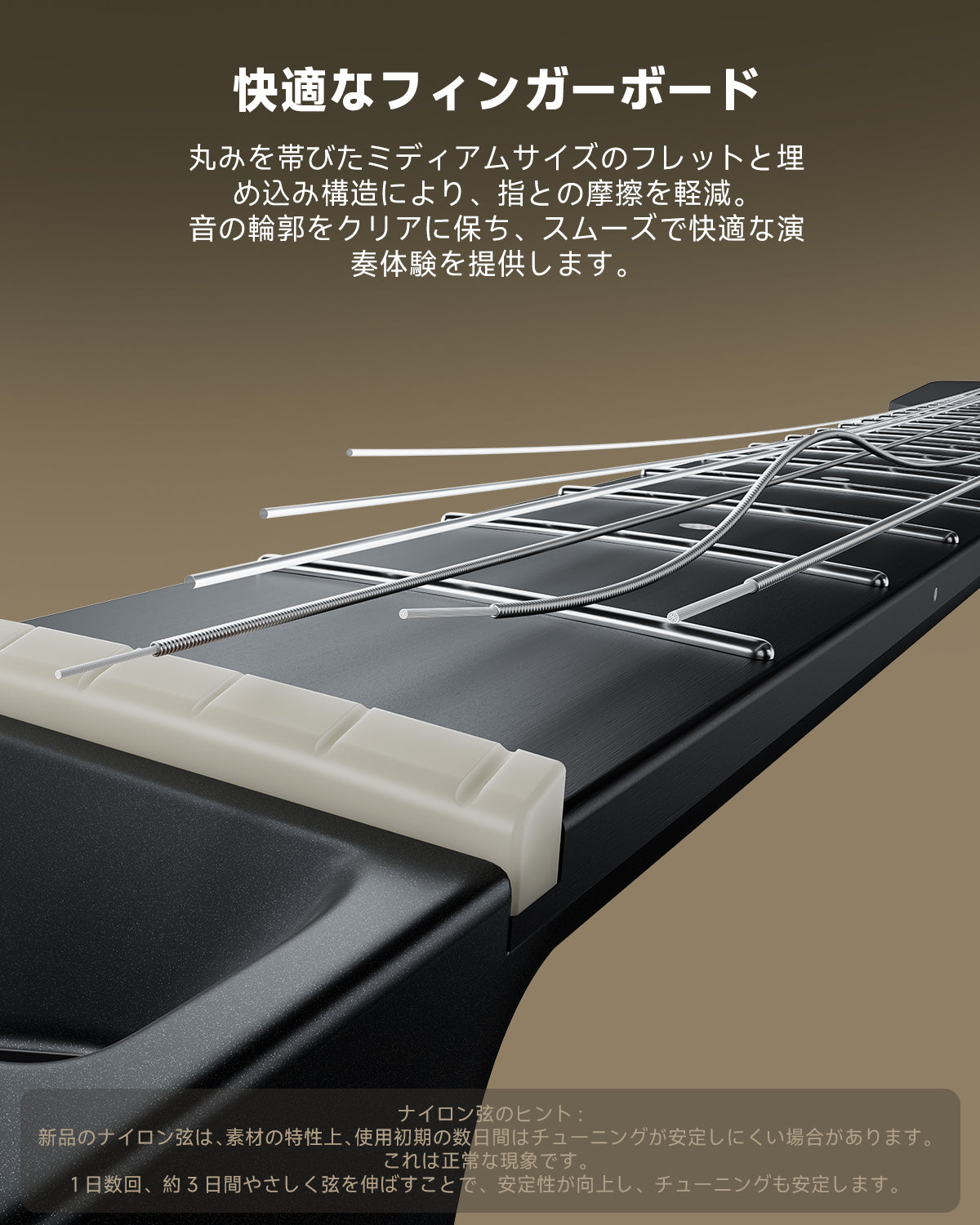 Donner HUSH™ C ナイロン弦 アコースティック・エレクトリックギター-ブラック##