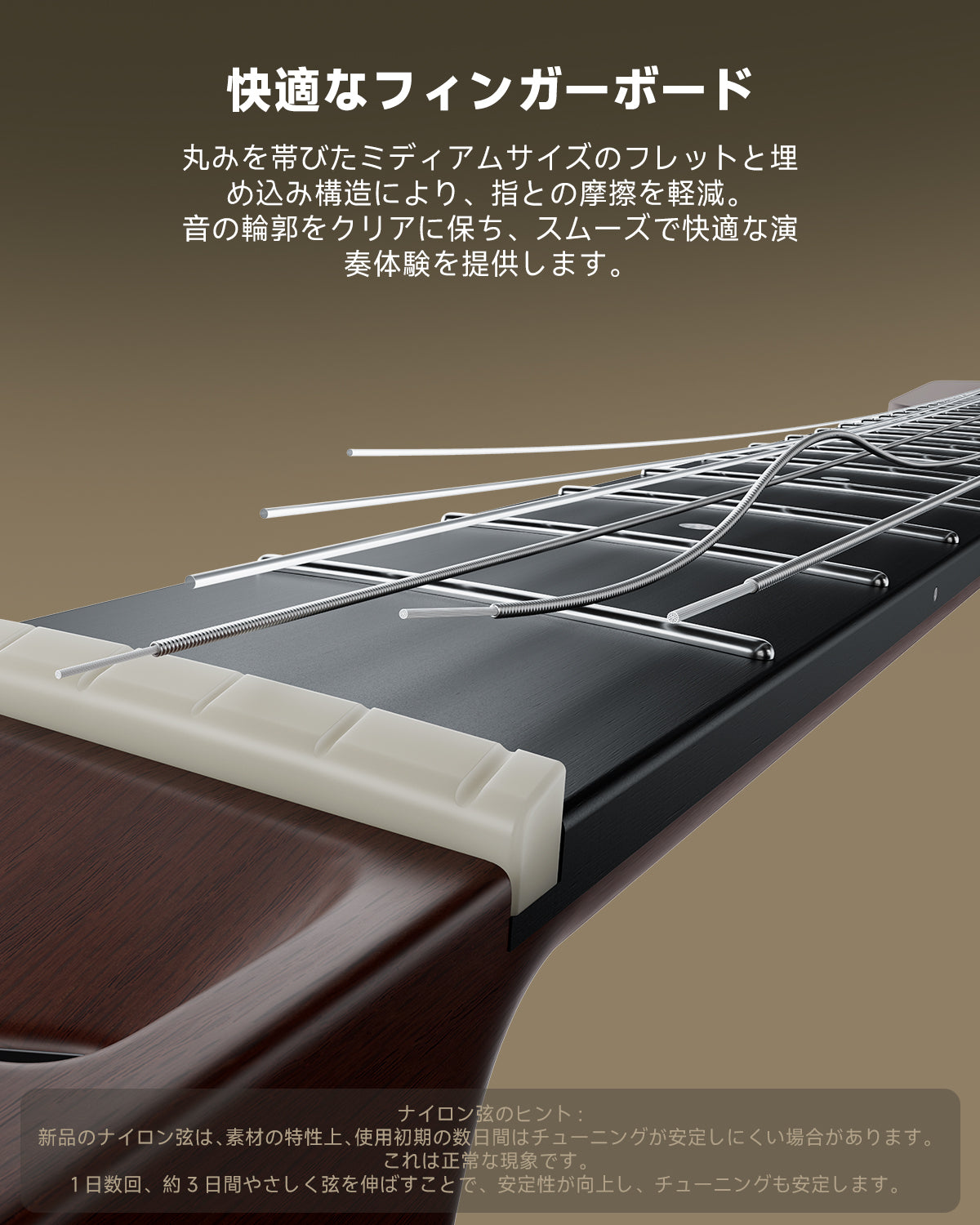 Donner HUSH™ C ナイロン弦 アコースティック・エレクトリックギター