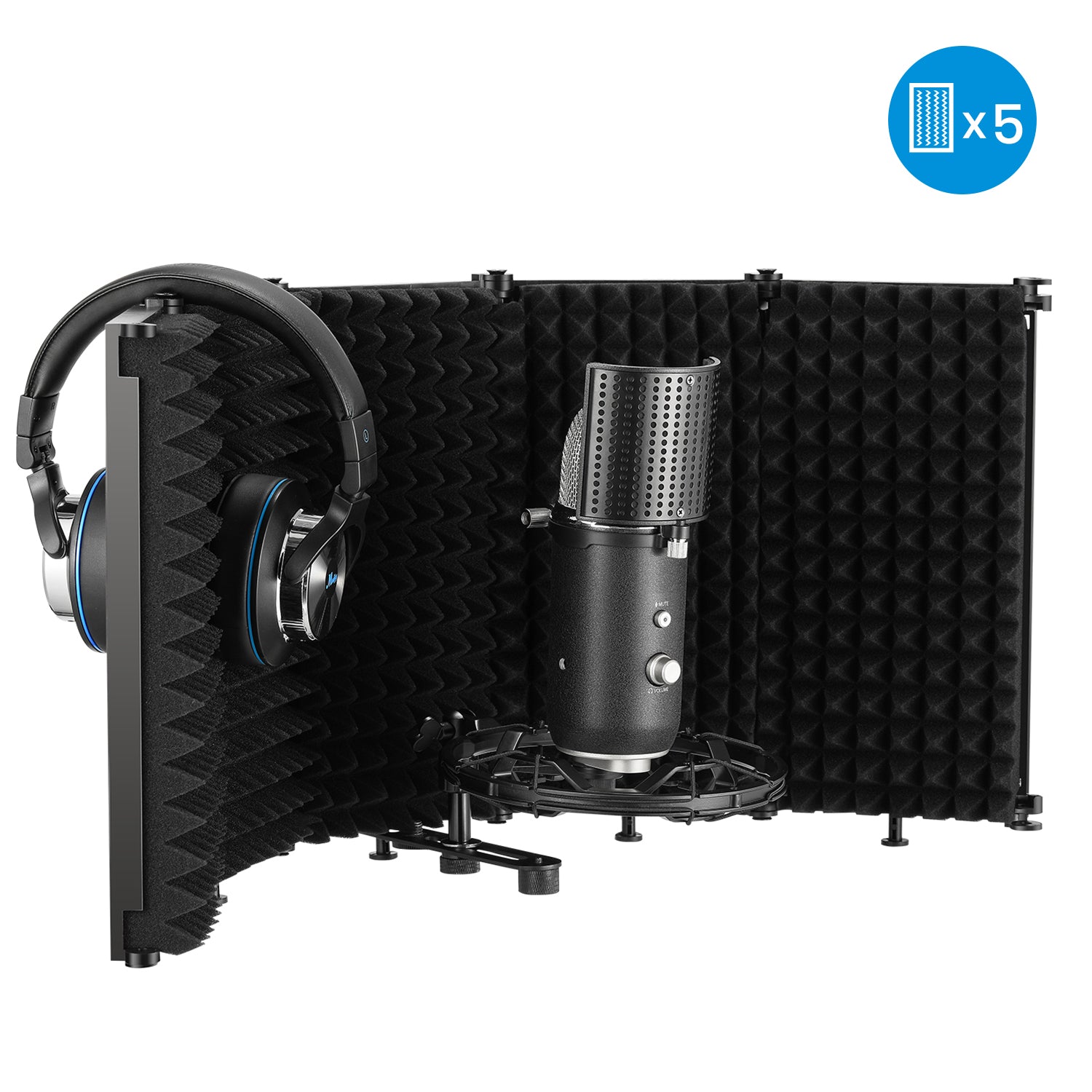 【新品／未使用】マイク分離シールド 折り畳み式 吸音材 Amazon | YINGYOUマイク分離シールドスタジオマイク吸音フォーム