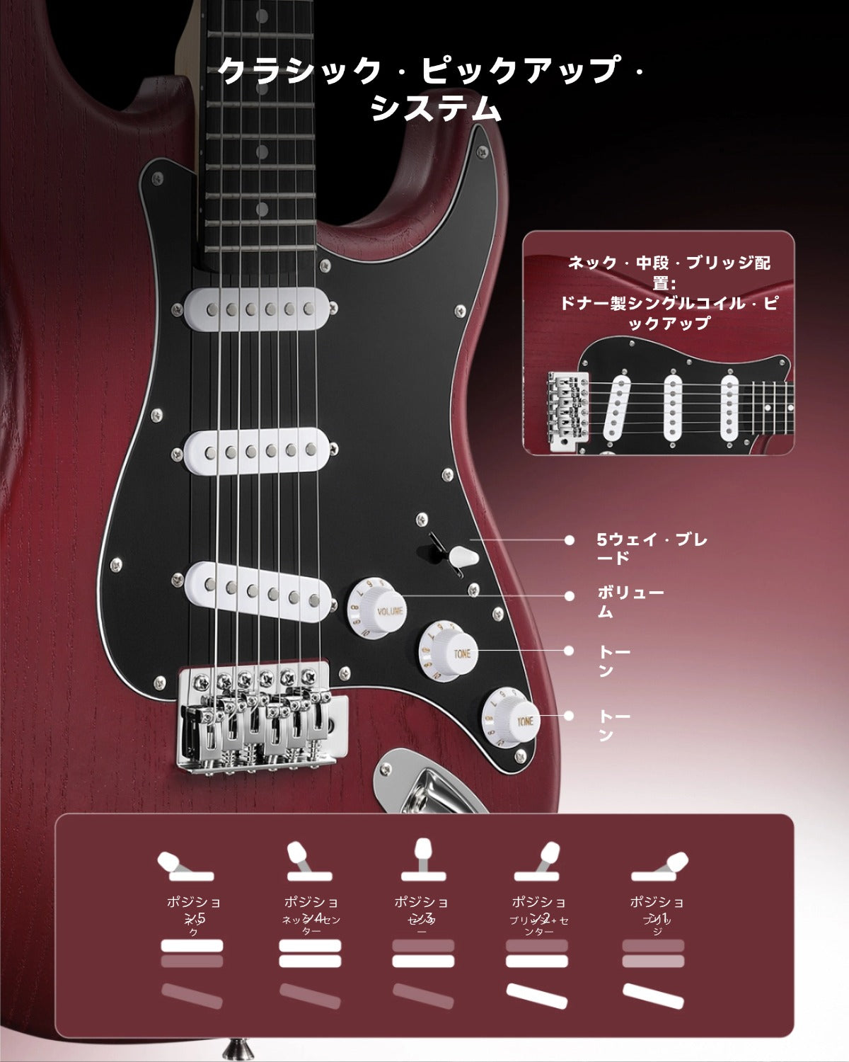 Donner DST-80 ST エレキギターセット-赤##