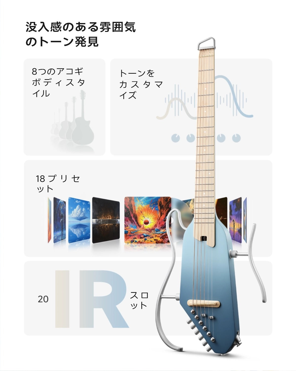 Donner HUSH™ I PRO トラベルギター-ハワイアンブルー##