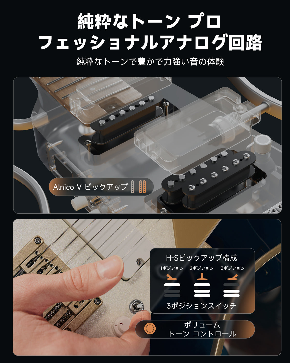 Donner HUSH™ X PRO エレキギター-ホワイトゴールド##