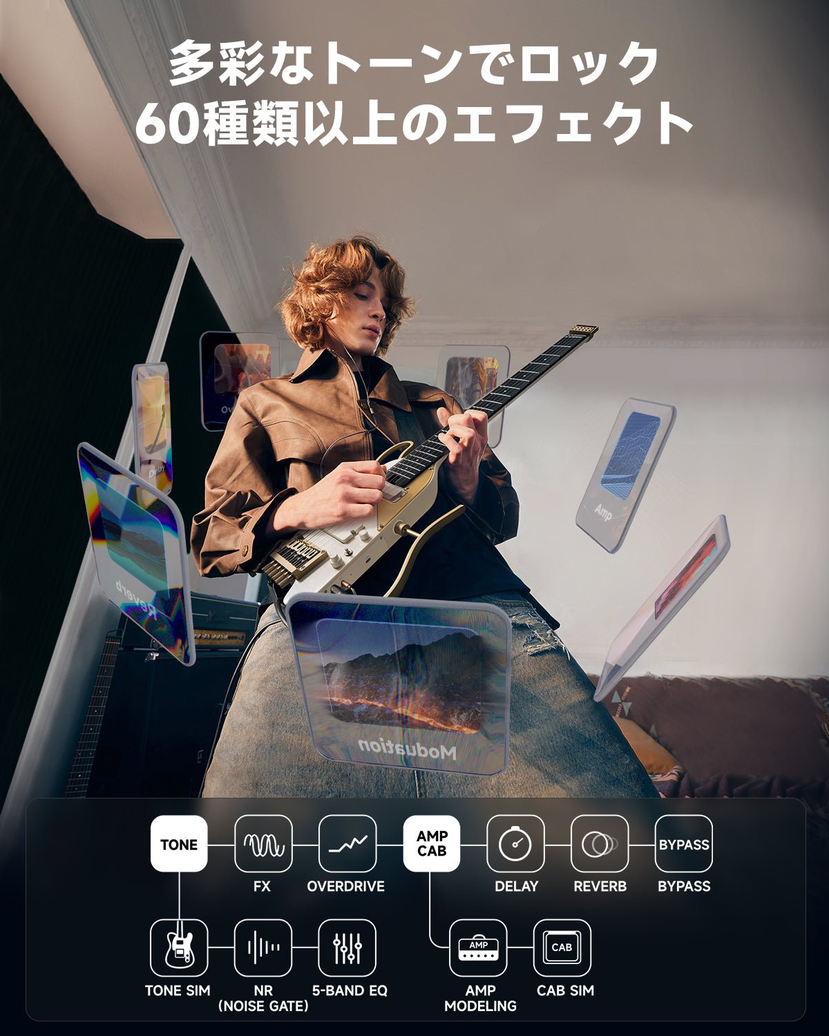 Donner HUSH™ X PRO エレキギター-ホワイトゴールド##