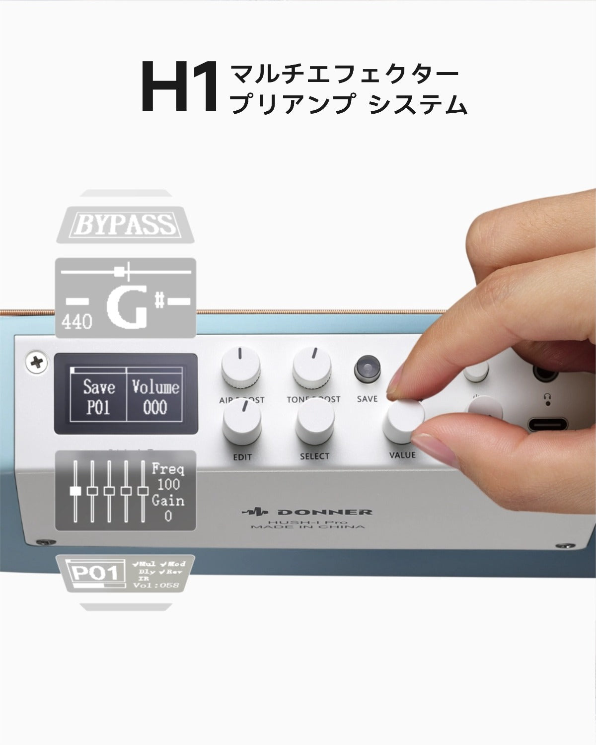 Donner HUSH™ I PRO トラベルギター-ハワイアンブルー##