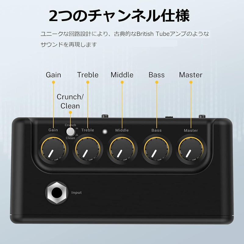 Donner ギターアンプ ミニ 5W 充電式 3バンドEQ搭載 卓上 コンパクト 軽量 自宅練習 Retro British tone DA-10