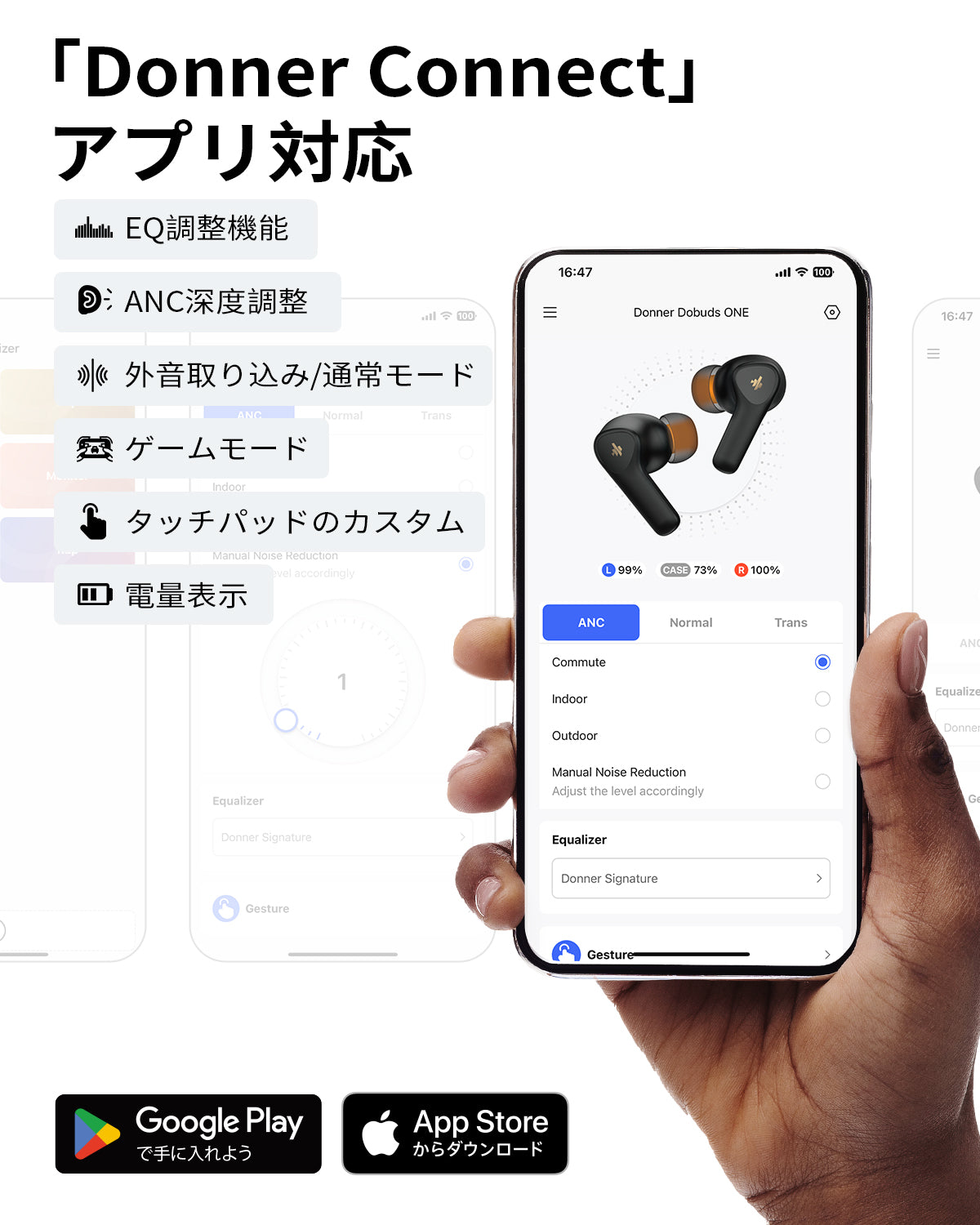 Donner Dobuds ONE 完全ワイヤレスイヤホン ウルトラノイズキャンセリング マルチポイント接続 最大32時間再生 急速充電 防水IPX4 音声アシスタント Siri対応 音楽放送/通学/通勤/ジム/プレゼントBluetooth 5.2-ホワイト##