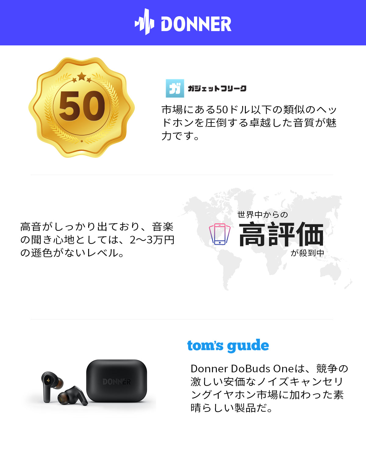 Donner Dobuds ONE 完全ワイヤレスイヤホン ウルトラノイズキャンセリング マルチポイント接続 最大32時間再生 急速充電 防水IPX4 音声アシスタント Siri対応 音楽放送/通学/通勤/ジム/プレゼントBluetooth 5.2-ブラック##