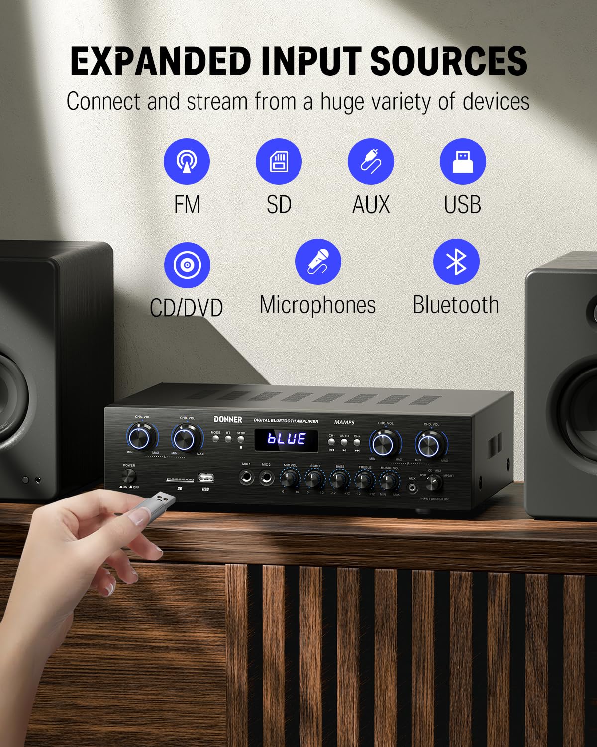 Donner MAMP5 | Bluetooth5.0対応 440Wステレオオーディオアンプ