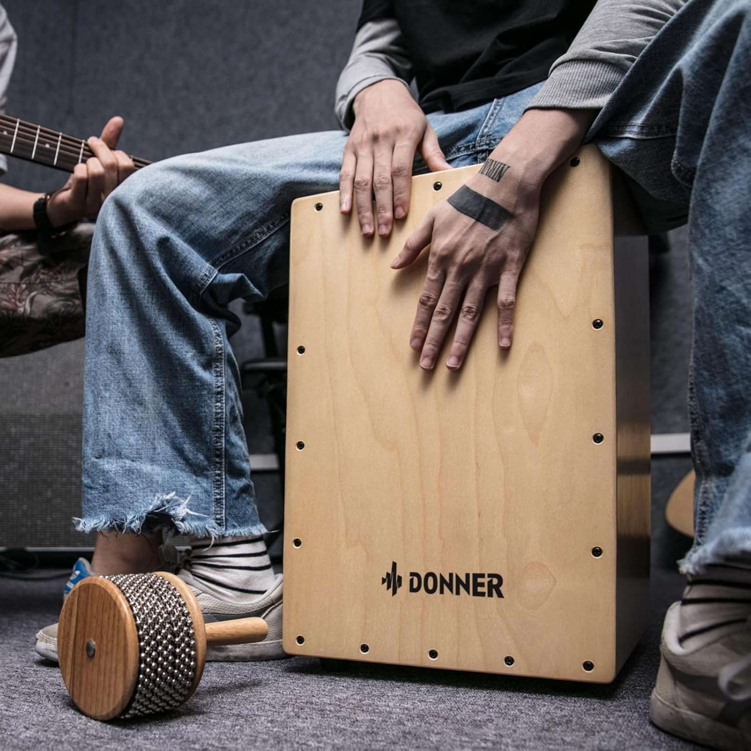 Donner DCD-1 カホン 木製 打楽器 上質バーチ ギター弦内蔵