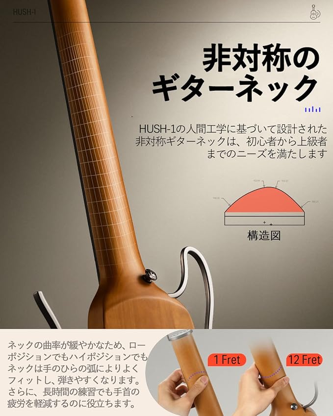 Donner HUSH-Iトラベルギター ヘッドレスギター ミニギター ポータブルギター イヤホン付きセット メイプルボディ 人間工学ネック 静粛性 着脱可能フレーム ソフトケース 旅行や練習に-メイプル##