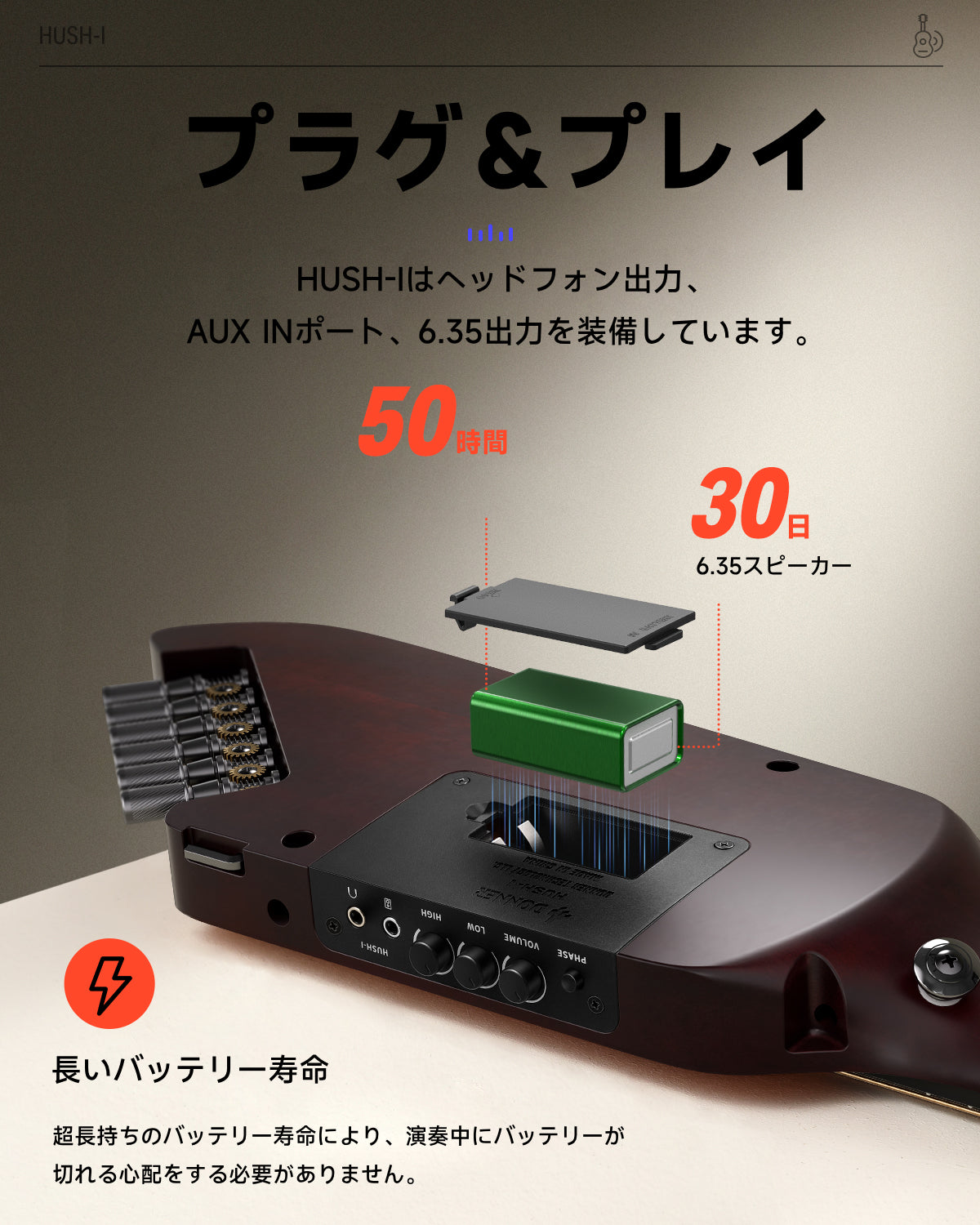 Donner HUSH-Iトラベルギター ヘッドレスギター ミニギター ポータブルギター イヤホン付きセット メイプルボディ 人間工学ネック 静粛性 着脱可能フレーム ソフトケース 旅行や練習に-サンバースト##