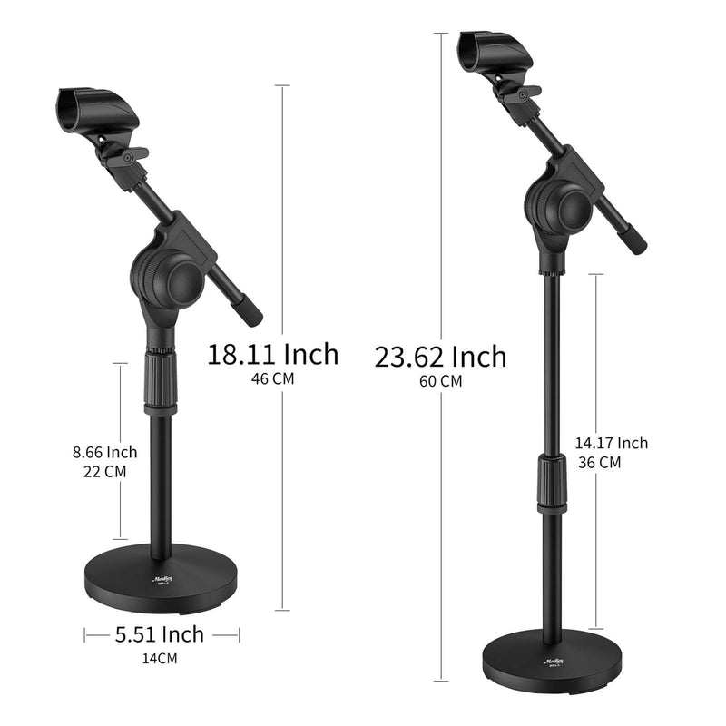 Moukey MMs-5 マイクスタンド 卓上 ギア固定 ブームアーム 9.5mm＆15.8mmアダプター 台座直径14cm