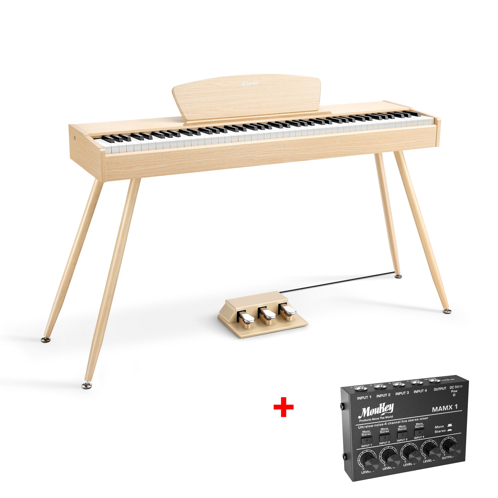 Donner DDP-80 88鍵 ハンマーアクッション鍵盤 電子ピアノ DDP-80 木目調88鍵重錘アップライト電子ピアノ家庭用 Donner