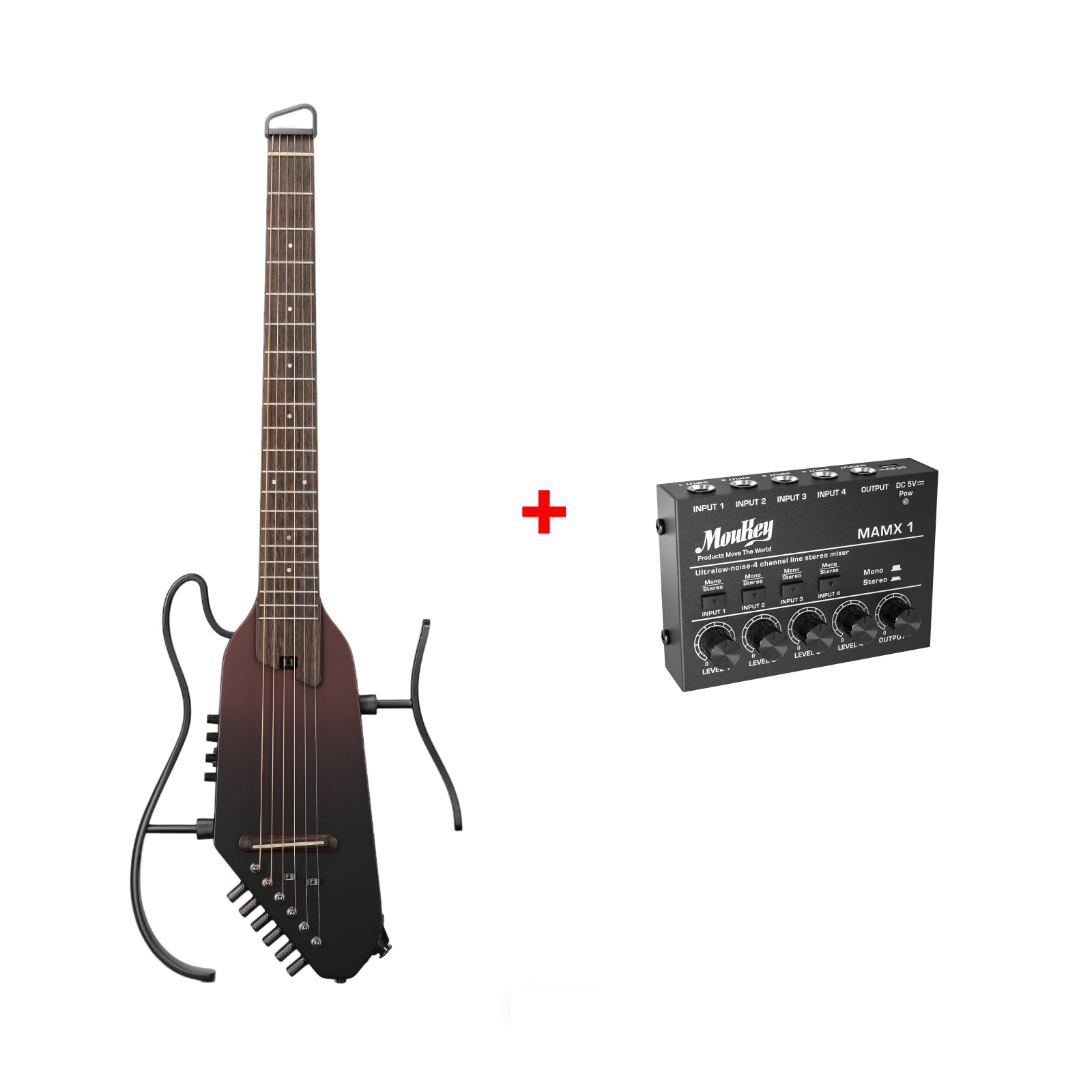 HUSH-I PRO 複数のサウンドモードヘッドレス トラベルギター Donner